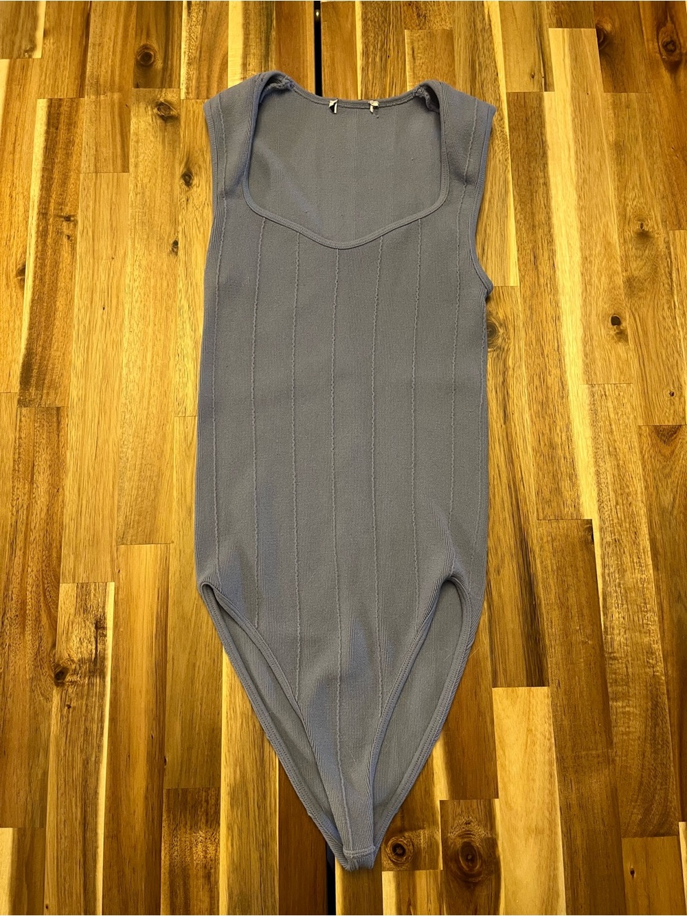 Sleeveless One-Piece Bodysuit in Dusty Blue